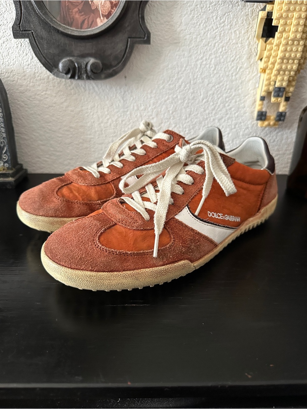 Dolce & Gabbana Men’s Orange Suede Lace-Up Sneakers Sz 9.5